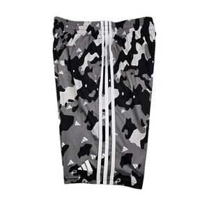 Boys Adidas Camouflage Athletic Shorts XL 18/20 Black White Gray 26x9